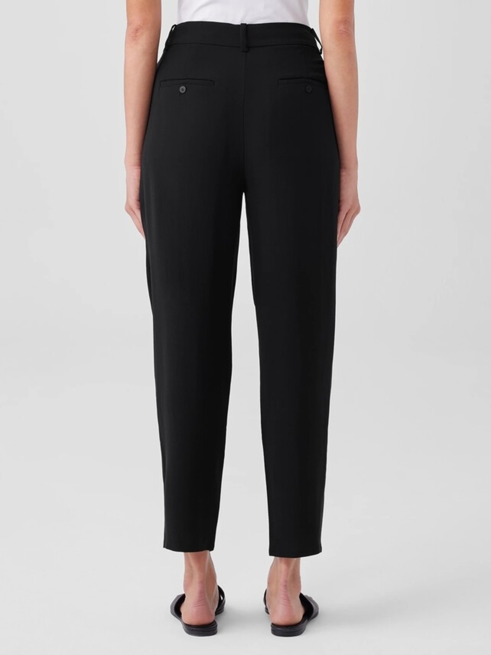 Eileen Fisher 100% Silk Georgette Crepe Carrot Pants Black Size S Tapered - Picture 9 of 13